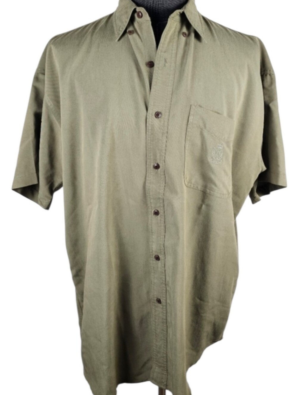 Chaps Ralph Lauren Khaki Men's Short Sleeve Button Downl Size L